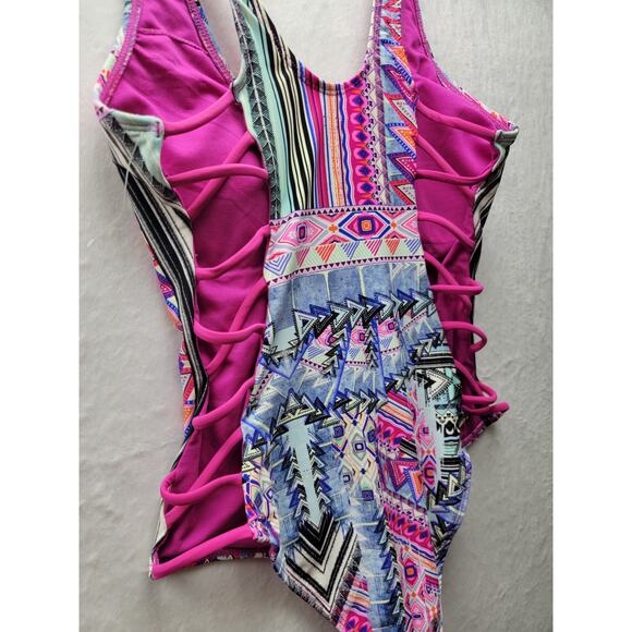 Tinibikini Pink Multi Color One Piece Swimwear Size Medium NWOT - Picture 11 of 15
